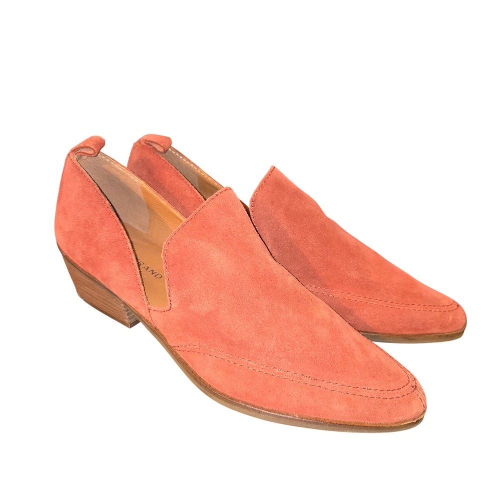 Lucky Brand Mahzan Booties Womens‎ 9.5 Coral Orange Suede dOrsay Pointed Toe